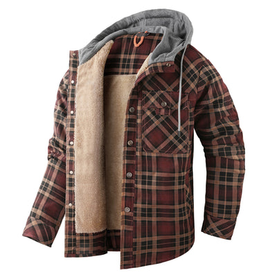 Chaqueta Acolchada Térmica a Cuadros con Capucha y Forro Polar para Hombre - Image 6