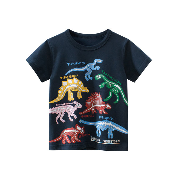 Camiseta Manga Corta Dinosaurio Cartoon para Bebé