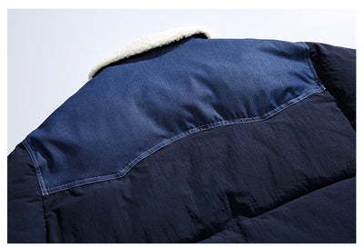Abrigo Denim Acolchado Retro Americano para Hombre - Image 9