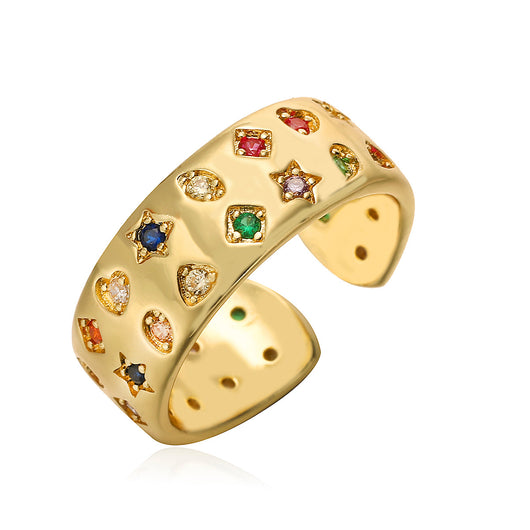 Anillo Geométrico Abierto con Doble Fila de Circonitas - Image 6