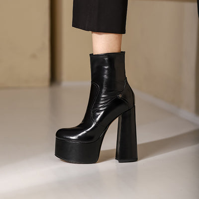 Botas Cortas Mujer Tacón Grueso Plataforma Impermeable Altura Extra - Image 5