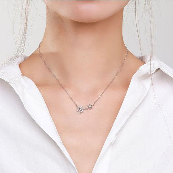 Collar Colgante de Plata Esterlina 925 con Diseño de Copo de Nieve