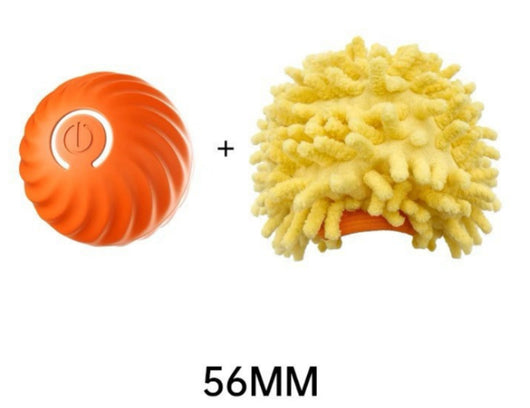 Blue gravitational jumping pet ball with a power button, shown next to an orange replacement shell for the toy. - Image 22