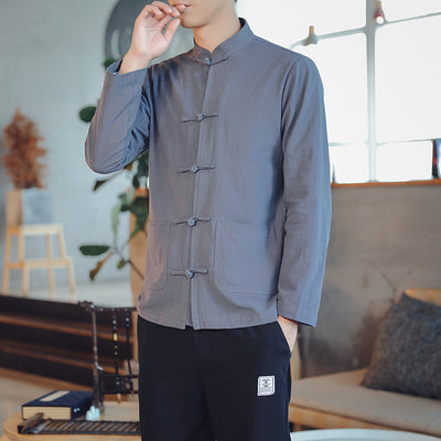 Chaqueta de Lino Casual para Hombre de Manga Larga - Image 7