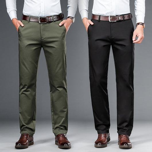 Pantalones de Vestir Hombre Corte Recto Ajuste Suelto con Elastano