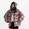 Camisa Tipo Jacket a Cuadros Holgada de Manga Larga Unisex
