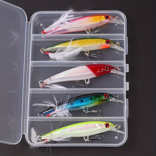 Set de 5 Señuelos Imitación Pez 9 cm - Caja Completa