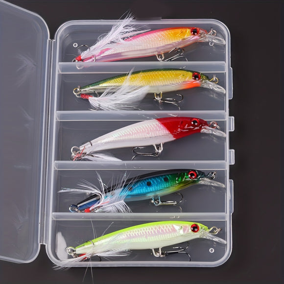 Set de 5 Señuelos Imitación Pez 9 cm - Caja Completa