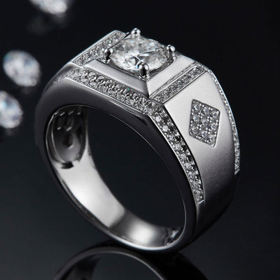Anillo de Bodas para Hombre Plata 925 con Moissanita de Quilate Completo - Image 7