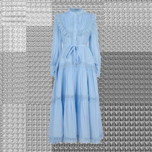 Falda Larga Elegante con Blusa Bordada y Mangas Linterna Ajustadas - Image 12