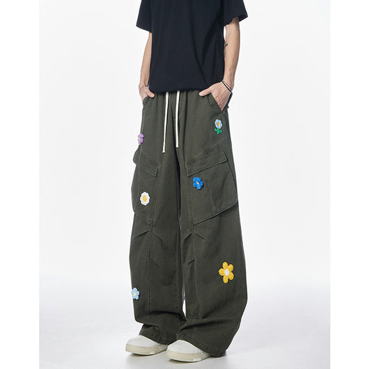 Pantalones de Trabajo Retro Multi-bolsillos Corte Recto Unisex - Image 7