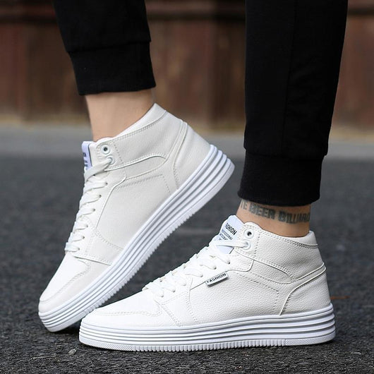 Zapatillas Blancas Altas para Hombre con Cierre de Correa - Image 8