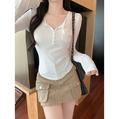 Blusa Larga Elegante Ajustada con Botones para Mujer - Image 2