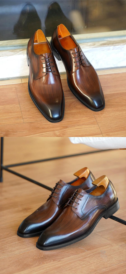 Zapatos de Cuero Vintage con Punta Cuadrada para Hombre - Image 16