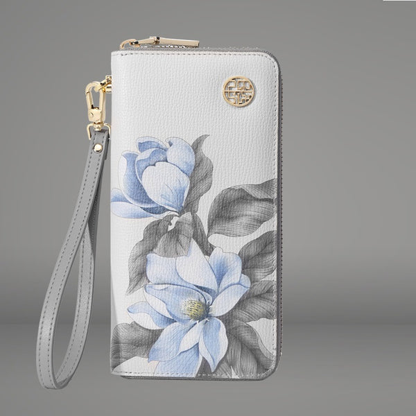 Billetera Étnica de Cuero con Estampado y Cierre para Mujer