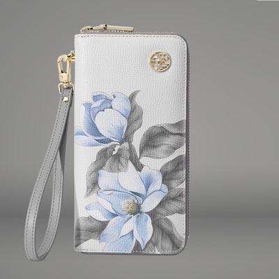 Billetera Étnica de Cuero con Estampado y Cierre para Mujer