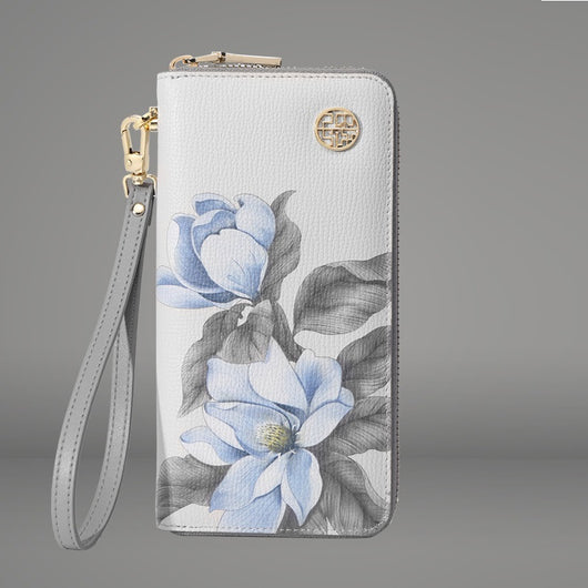 Billetera Étnica de Cuero con Estampado y Cierre para Mujer