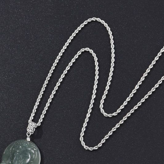 Cadena Larga de Plata Esterlina para Hombre con Cuerda de Cáñamo