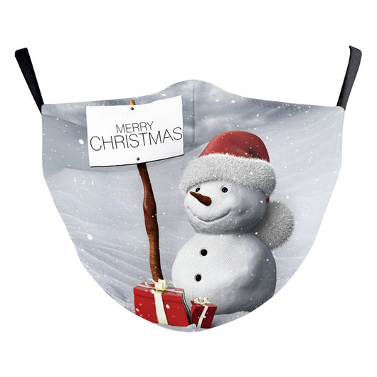 Christmas Santa Claus dustproof face mask with a red hat, white beard, and glasses on a blue and green background. - Image 29