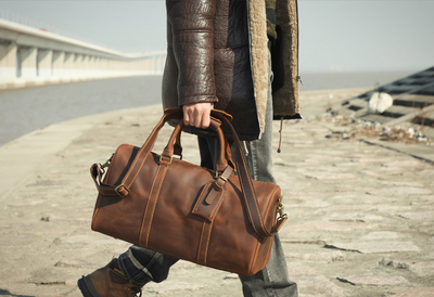 Bolsa de Viaje Retro en Cuero Genuino - Gran Capacidad para Hombre - Image 7