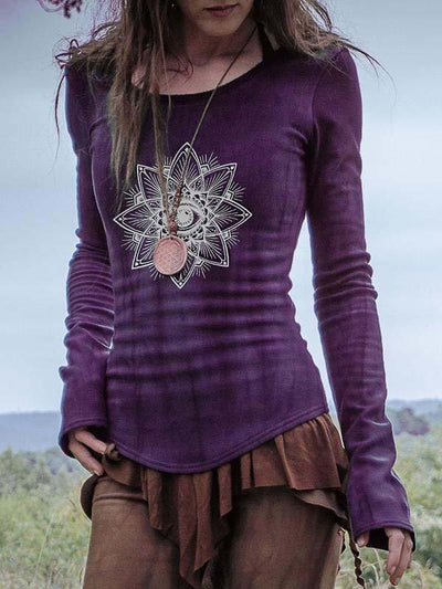 Blusa Suelta con Escote V y Estampado - Manga Larga - Image 7