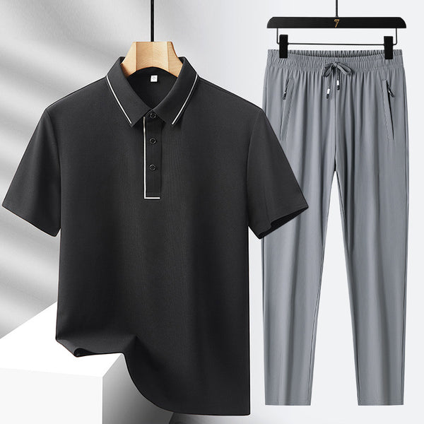 Conjunto Deportivo Polo y Pantalón Ice Silk sin Costuras - Lujo Ligero