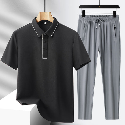 Conjunto Deportivo Polo y Pantalón Ice Silk sin Costuras - Lujo Ligero