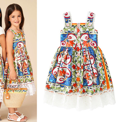 Vestido Princesa Infantil con Tirantes y Encaje Elegante - Image 5