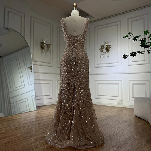 Vestido Sling de Lujo con Perlas - Elegancia Nude Premium - Image 6