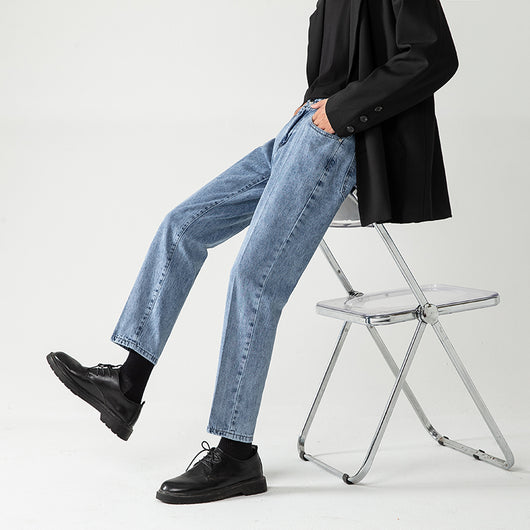 Pantalones Cropped Azul Claro Corte Recto Hombre - Image 19