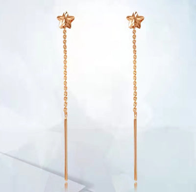 Aretes Línea Estrella en Oro 18K Au750 Chapados - Image 8
