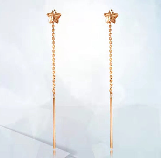 Aretes Línea Estrella en Oro 18K Au750 Chapados - Image 8