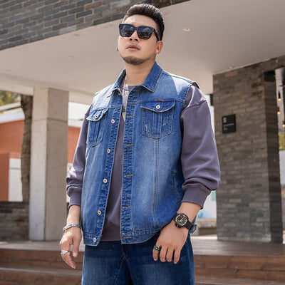 Chaleco y Camisa Denim Tallas Grandes para Hombre - Estilo Casual Versátil - Image 8