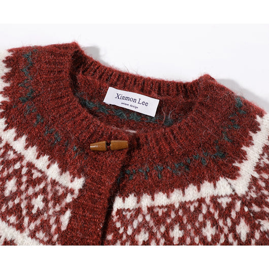 Cardigan Navideño Bicolor Reductor de Silueta para Invierno - Image 7