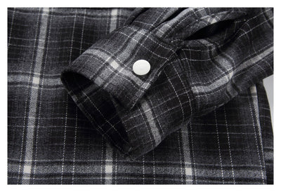 Camisa de Trabajo Cuadros Retro Americana con Capucha para Hombre - Image 9