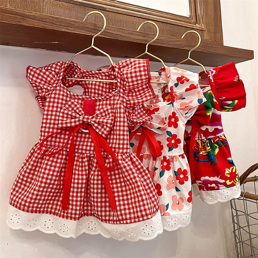 Vestido para Mascotas con Mangas Volantes - Tres Colores