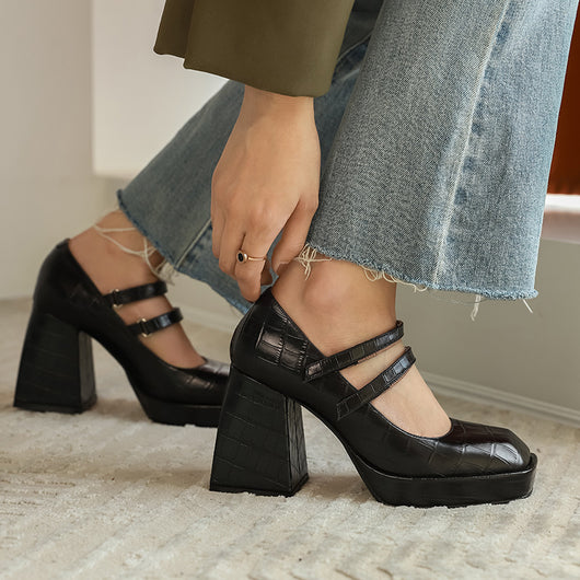 Zapatos Mary Jane Retro Francés con Plataforma Impermeable y Tacón Grueso para Mujer - Image 8
