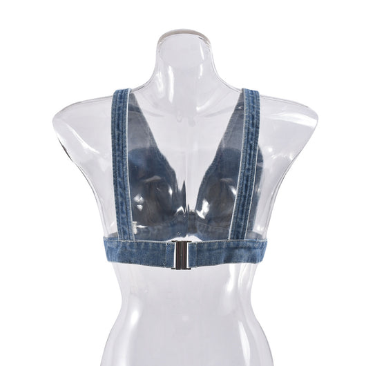 Top Denim Lavado Sexy con Cierre Posterior - Image 9