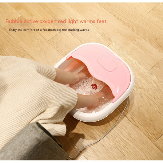 Gray and white collapsible foot spa basin with heating function, massage nubs, and a partial lid. - Image 3