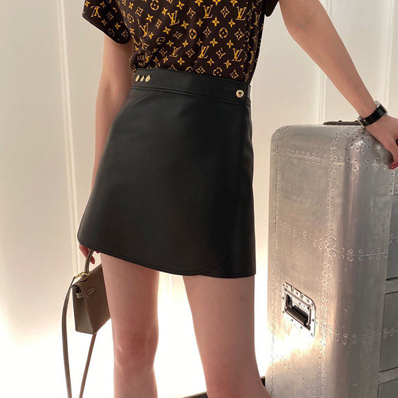 Falda A-Línea con Detalles de Cuero