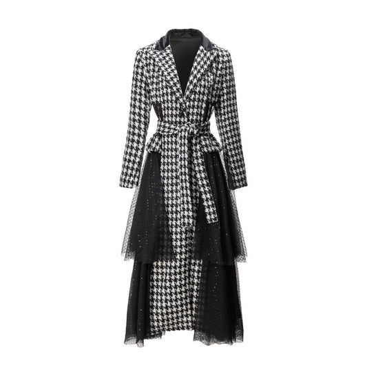 Abrigo Elegante con Pespuntes Pata de Gallo y Lentejuelas en Tul - Image 3