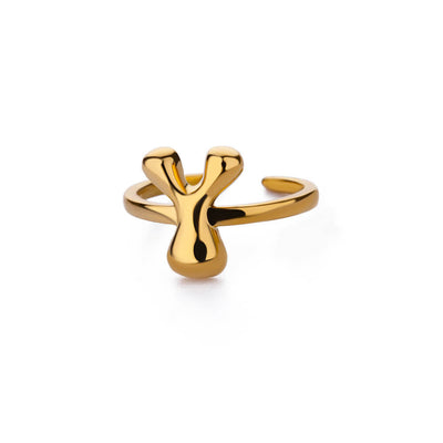 Anillo de Letras Bubble Dorado en Oro 18K Chapado - Image 65