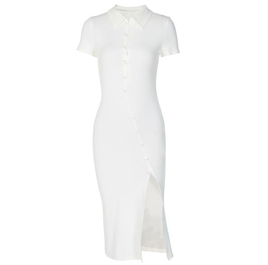 Vestido Camisero Otoñal con Abertura Lateral y Cuello Elegante - Image 2