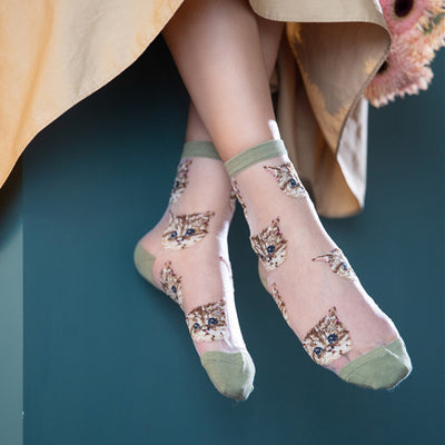 Calcetines de Seda para Mujer con Diseño Gato y Personalidad Dulce - Image 13