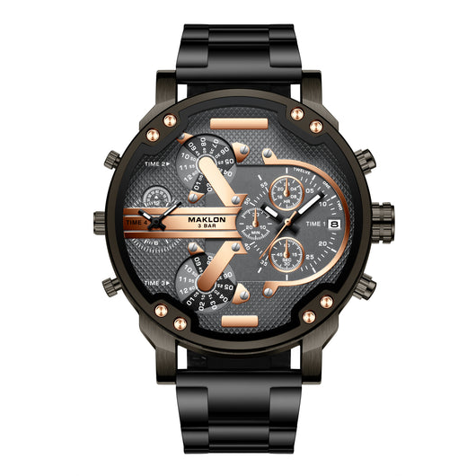 Reloj Hombre Dial Grande Tendencia Europa América Personalidad Dos Zonas - Image 21