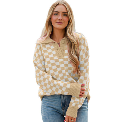 Blusa Cuadros Escoceses con Tres Botones - Camisa Suelta y Versátil para Mujer - Image 10