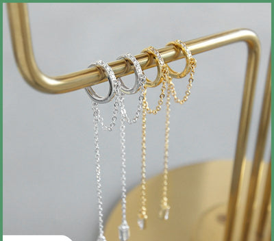 Aretes Largos de Diamantes Micro con Borla de Circonia - Image 7