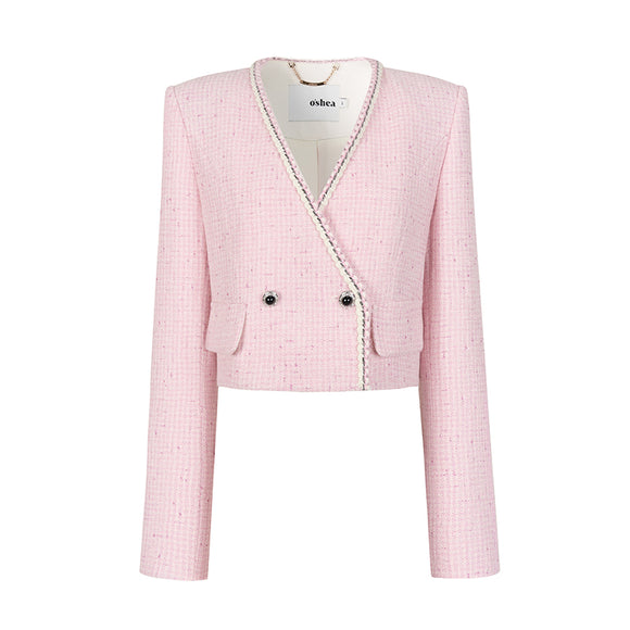 Conjunto de Moda Mujer: Short y Blazer Corto en Tul Púrpura