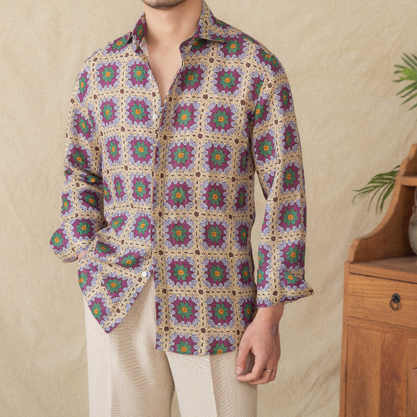 Cardigan Estampado de Manga Larga para Hombre
