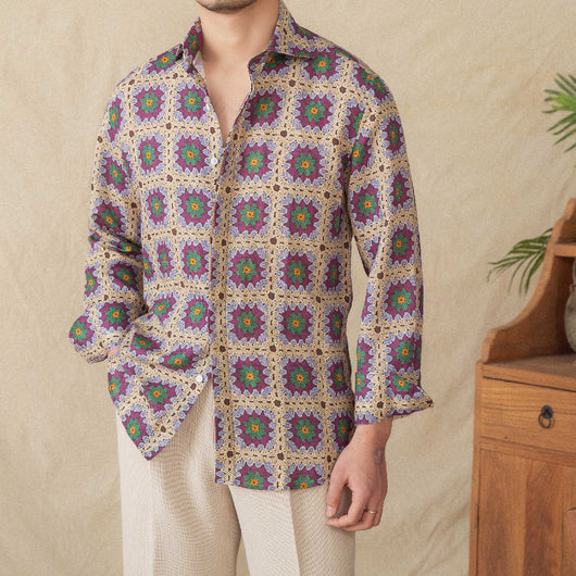Cardigan Estampado de Manga Larga para Hombre